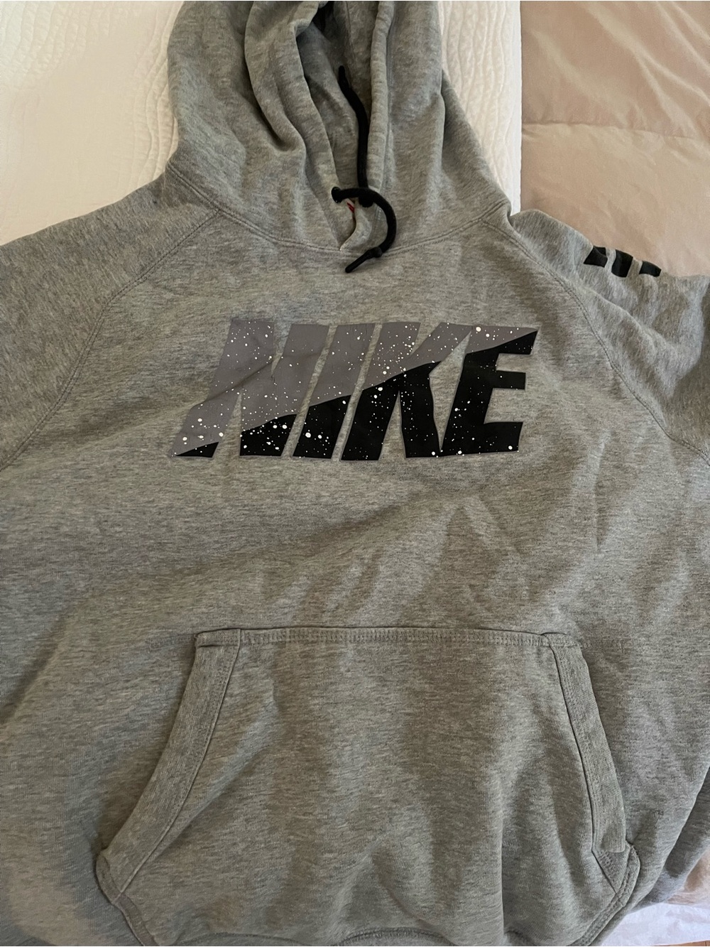 Nike Men's Gray Crewneck Hoodie with Speckled Logo